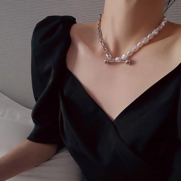 pendant necklaces 2021 dumbbell personality necklace ins hip-hop cold wind imitation pearl collar bone short chain accessories, Silver
pendant necklaces 2021 dumbbell personality necklace ins hip-hop cold wind imitation pearl collar bone short chain accessories, Silver