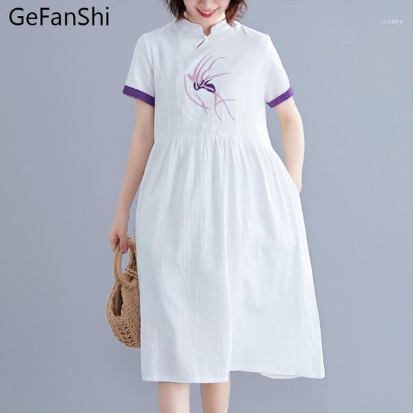 vintage summer dress short sleeve women elegant embroidery midi sundress loose casual party beach vestidos cheongsam1, Black;gray
vintage summer dress short sleeve women elegant embroidery midi sundress loose casual party beach vestidos cheongsam1, Black;gray