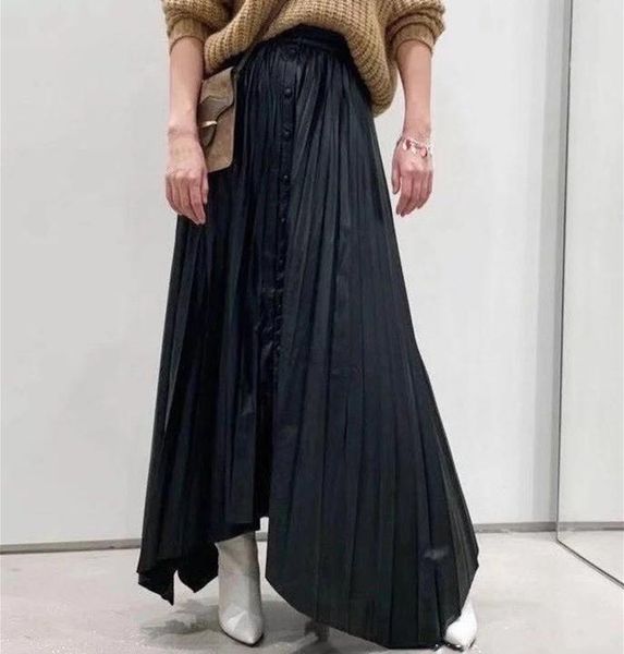 skirts women's black pleated long irregular single breasted female
skirts women's black pleated long irregular single breasted female