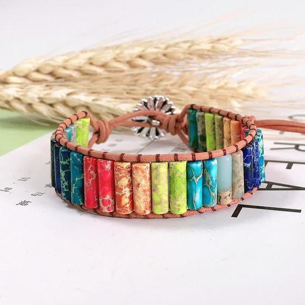 tennis multicolor natural stone hand-woven single-layer leather bracelet creative ethnic style simple wrap bracelets jewelry for women, Golden;silver
tennis multicolor natural stone hand-woven single-layer leather bracelet creative ethnic style simple wrap bracelets jewelry for women, Golden;silver