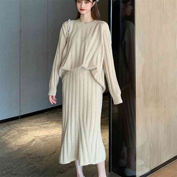 autumn winter korean casual women set pullover sweater + waist long skirt suits 2 piece knitted s 210514, White
autumn winter korean casual women set pullover sweater + waist long skirt suits 2 piece knitted s 210514, White