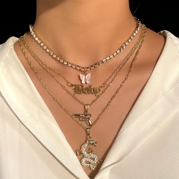 chains 2022 cute butterfly tennis chain choker necklace for women golden crystal dragon letter multilayer metal necklaces jewellery, Silver
chains 2022 cute butterfly tennis chain choker necklace for women golden crystal dragon letter multilayer metal necklaces jewellery, Silver