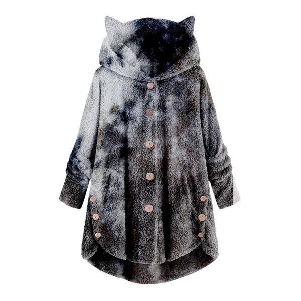 women's jackets winter jacket women fashion plush pocket tie-dyed printed long sleeve keep cat ears warm coat plue size female overcoat, Black;brown
women's jackets winter jacket women fashion plush pocket tie-dyed printed long sleeve keep cat ears warm coat plue size female overcoat, Black;brown