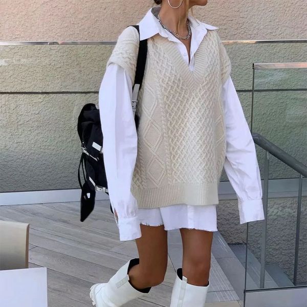 2021 new spring winter women cable-knit sweater vest oversized v-neck woman sweaters casual fashion elegant lady pullover, Black
2021 new spring winter women cable-knit sweater vest oversized v-neck woman sweaters casual fashion elegant lady pullover, Black