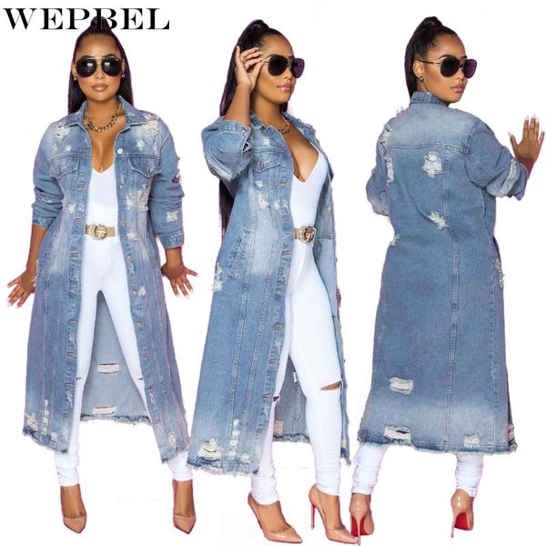 women's trench coats wepbel denim solid stitching hole straight coat autumn long sleeve single-breasted ripped turn-down collar, Tan;black
women's trench coats wepbel denim solid stitching hole straight coat autumn long sleeve single-breasted ripped turn-down collar, Tan;black