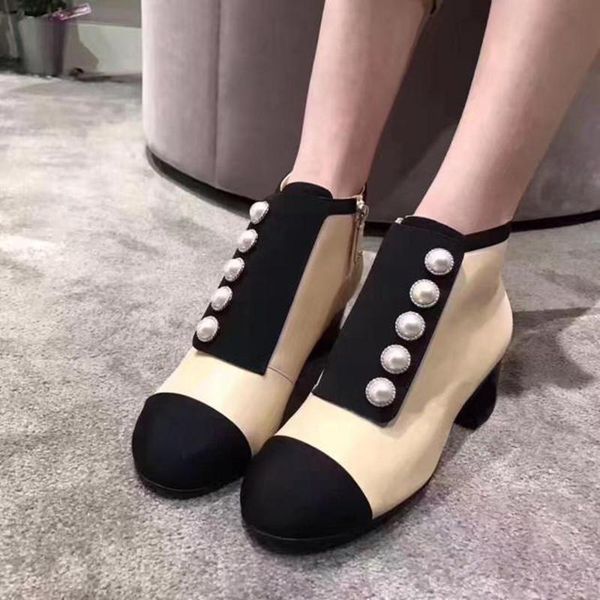 boots women shoes pearl ankle round toe square high heel leather patchwork booties females casual brand 2021 winter, Black
boots women shoes pearl ankle round toe square high heel leather patchwork booties females casual brand 2021 winter, Black