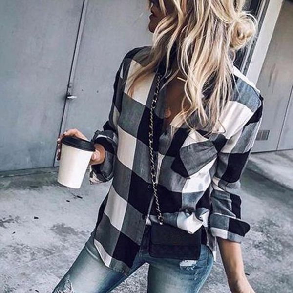 4 plaid cardigan printed women blouses long sleeve button loosen v neck shirt blusas mujer de moda, White
4 plaid cardigan printed women blouses long sleeve button loosen v neck shirt blusas mujer de moda, White
