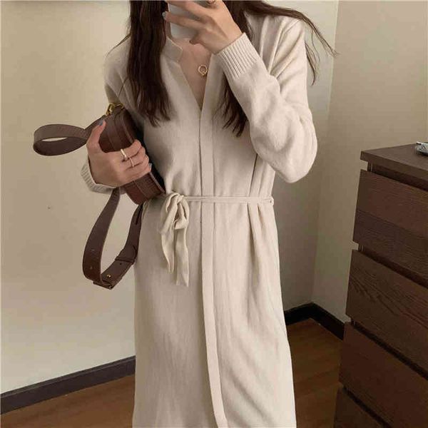 dresses vintage loose solid knit autumn v-neck long es chic elegance casual french style women vestidoes, Black;gray
dresses vintage loose solid knit autumn v-neck long es chic elegance casual french style women vestidoes, Black;gray