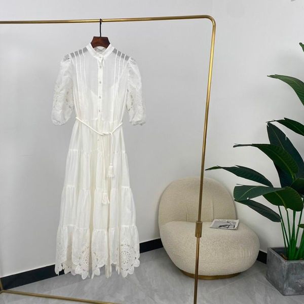 casual dresses ramie women fashion white embroidery single breasted half sleeve mid-calf summer 2021, Black;gray
casual dresses ramie women fashion white embroidery single breasted half sleeve mid-calf summer 2021, Black;gray