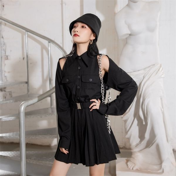 casual dresses autumn off shoulder button up collar mini pleated long sleeve a line black shirt clothing k3n8, Black;gray
casual dresses autumn off shoulder button up collar mini pleated long sleeve a line black shirt clothing k3n8, Black;gray