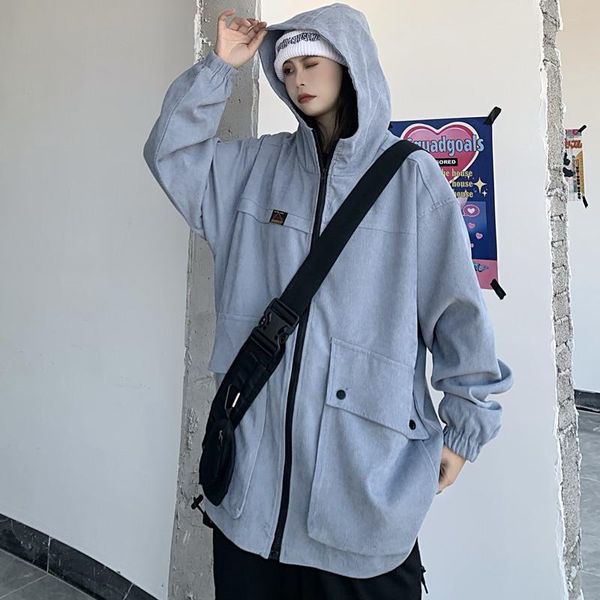 women's jackets hooded 2021 autumn corduroy solid loose streetwear harajuku windbreaker basic coat zipper oversized outwear, Black;brown
women's jackets hooded 2021 autumn corduroy solid loose streetwear harajuku windbreaker basic coat zipper oversized outwear, Black;brown