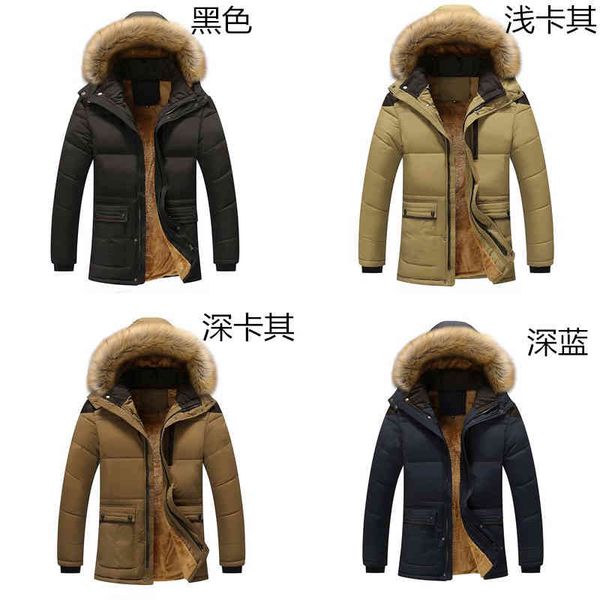 fattening increasing winter new men's hooded cotton cloth large wool collar medium and long style, Black
fattening increasing winter new men's hooded cotton cloth large wool collar medium and long style, Black