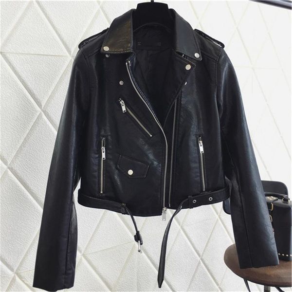 women's leather & faux 2021 women pu cool jacket fashion bright color moto biker coats short turn down collar jackets coat, Black
women's leather & faux 2021 women pu cool jacket fashion bright color moto biker coats short turn down collar jackets coat, Black