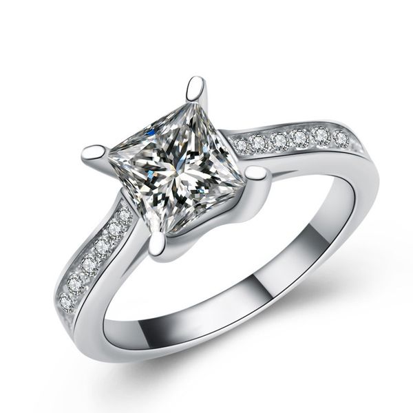 selling engagement classic electroplated platinum square zircon wedding ring, Silver
selling engagement classic electroplated platinum square zircon wedding ring, Silver