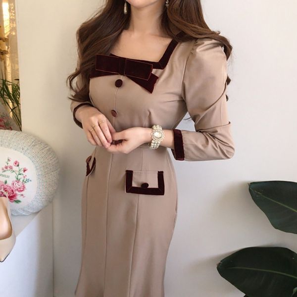 dresses elegant women casual office lady midi chic square collar long sleeve party mermaid korean autumn, Black;gray
dresses elegant women casual office lady midi chic square collar long sleeve party mermaid korean autumn, Black;gray