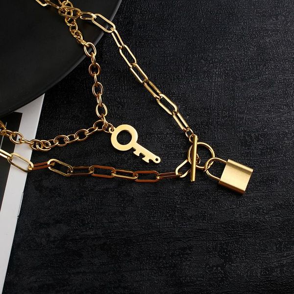 pendant necklaces layered stainless steel men and women key lock necklace jewelry punk padlock gift for girlfriend, Silver
pendant necklaces layered stainless steel men and women key lock necklace jewelry punk padlock gift for girlfriend, Silver