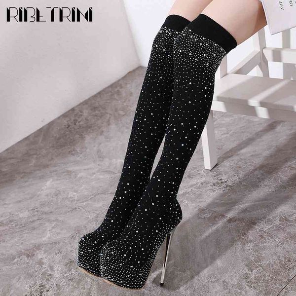 boots girl rhinestone platform super heels shoes round toe knee high women party casual boots, Black
boots girl rhinestone platform super heels shoes round toe knee high women party casual boots, Black