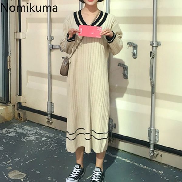 nomikuma contrasted color knitted dress women v neck long sleeve casual loose sweater dresses korean vintage robe femme 3c990 210514, Black;gray
nomikuma contrasted color knitted dress women v neck long sleeve casual loose sweater dresses korean vintage robe femme 3c990 210514, Black;gray