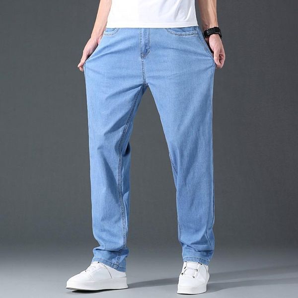 men's jeans summer light blue straight thin classic style business casual tencel fabric stretch denim pants male brand trousers
men's jeans summer light blue straight thin classic style business casual tencel fabric stretch denim pants male brand trousers