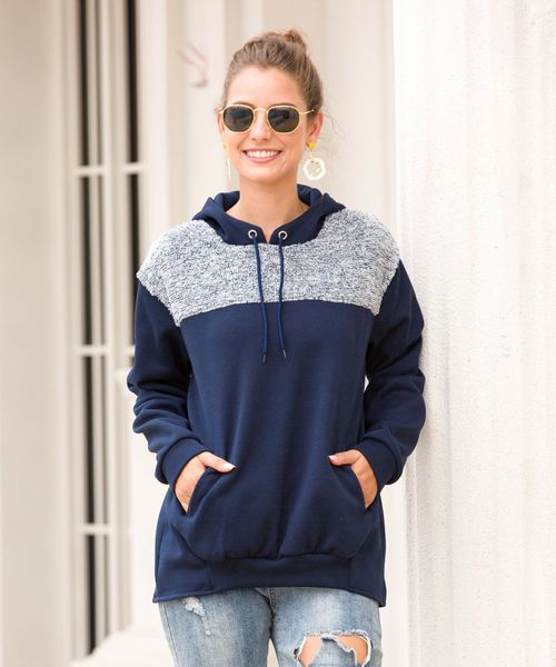 new women's plush sweater women's autumn and winter plush splicing hoodie, White 
new women's plush sweater women's autumn and winter plush splicing hoodie, White