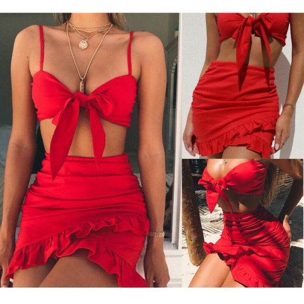 bras sets red summer women bra skirt girl ladies bodycon sleeveless v neck crop vest ruffles mini skirts 2pcs beach dress, Red;black
bras sets red summer women bra skirt girl ladies bodycon sleeveless v neck crop vest ruffles mini skirts 2pcs beach dress, Red;black