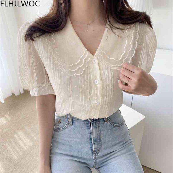 women's blouses & shirts embroidery cute chic blusas women summer korea japan style design peter pan collar white single-brea
women's blouses & shirts embroidery cute chic blusas women summer korea japan style design peter pan collar white single-brea