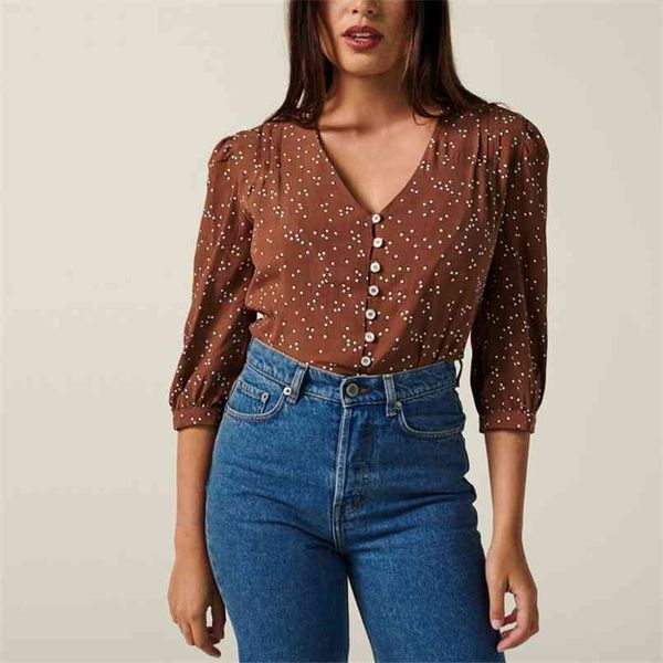 summer women's shirt casual polka dot printed 210430, White 
summer women's shirt casual polka dot printed 210430, White