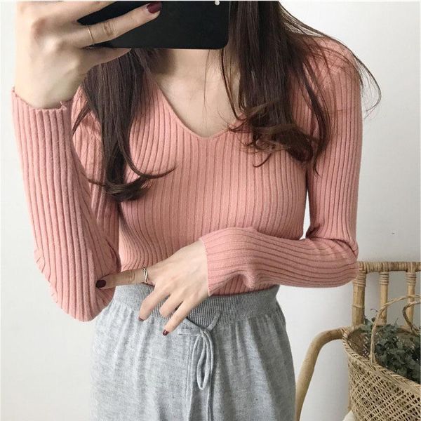 women's sweaters 2021 basic v-neck solid autumn winter sweater pullover women female knitted slim long sleeve badycon top, White;black
women's sweaters 2021 basic v-neck solid autumn winter sweater pullover women female knitted slim long sleeve badycon top, White;black