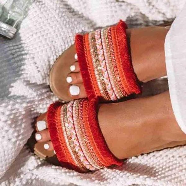 slippers summer roman style 2021 women's flat fringe embroidery sequins sandals beach plus size 34-43, Black
slippers summer roman style 2021 women's flat fringe embroidery sequins sandals beach plus size 34-43, Black