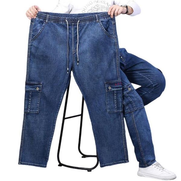 men's jeans loose elastic men high waist straight oversized denim pants maximum fit weight obesity 330 lb, Blue
men's jeans loose elastic men high waist straight oversized denim pants maximum fit weight obesity 330 lb, Blue