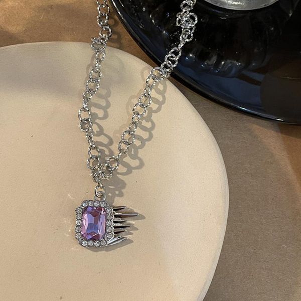 pendant necklaces y2k purple crystal necklace for women metal vintage charms elegant choker fashion jewelry 90s party gifts, Silver
pendant necklaces y2k purple crystal necklace for women metal vintage charms elegant choker fashion jewelry 90s party gifts, Silver