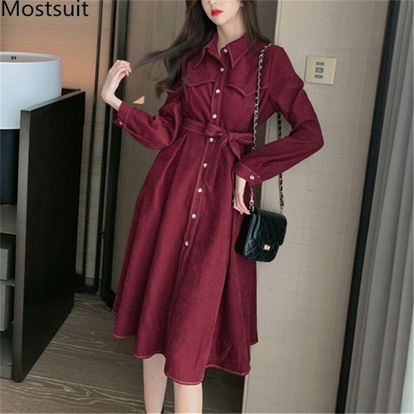 corduroy vintage women dress single-breasted spring full sleeve turn-down collar belted elegant shirt dresses vestidos 210513, Black;gray
corduroy vintage women dress single-breasted spring full sleeve turn-down collar belted elegant shirt dresses vestidos 210513, Black;gray