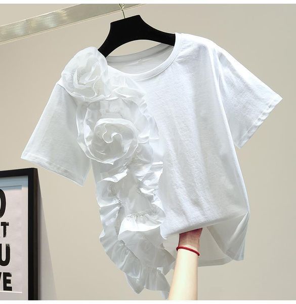 new appliques solid o neck t-shirt women's summer loose slim fashion patchwork ear edge 210421, White
new appliques solid o neck t-shirt women's summer loose slim fashion patchwork ear edge 210421, White