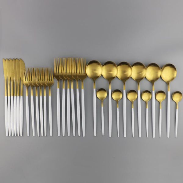 dinnerware sets 30pcs white gold matte 304 stainless steel tableware set family silverware dinner knife fork spoon cutlery
dinnerware sets 30pcs white gold matte 304 stainless steel tableware set family silverware dinner knife fork spoon cutlery