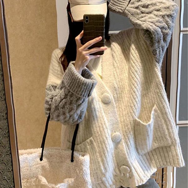 women's knits & tees autumn 2021 plus size sweater coat female loose v-neck long sleeve women cardigans single breasted knitting coats, White
women's knits & tees autumn 2021 plus size sweater coat female loose v-neck long sleeve women cardigans single breasted knitting coats, White