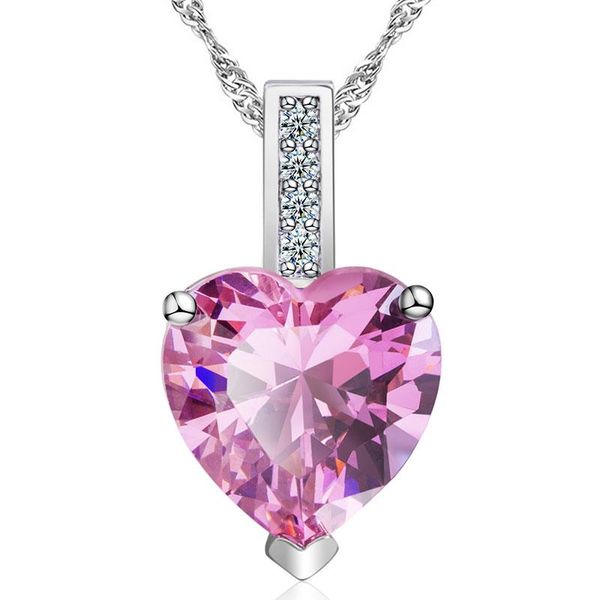 pendant necklaces necklace heart-shaped gemstone set with color zircon charm fashion woman hanging women's accessories, Silver
pendant necklaces necklace heart-shaped gemstone set with color zircon charm fashion woman hanging women's accessories, Silver