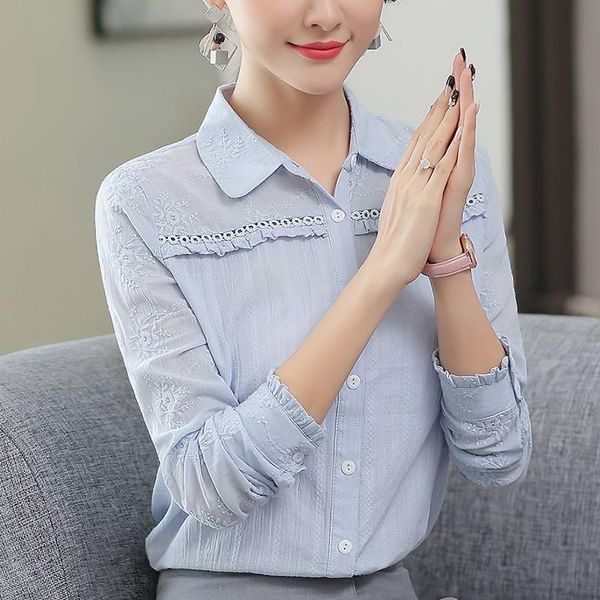 women's blouses & shirts fashion spring autumn casual turn-down collar solid shirt long sleeve blusas, White
women's blouses & shirts fashion spring autumn casual turn-down collar solid shirt long sleeve blusas, White