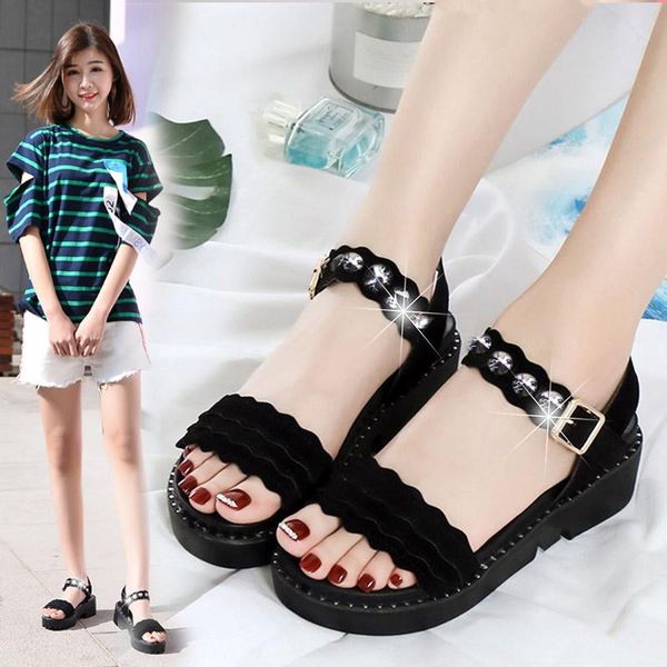 front rear strap fashion ladies shoes buckle beach basic sandals open toe med flat with platform women, Black
front rear strap fashion ladies shoes buckle beach basic sandals open toe med flat with platform women, Black