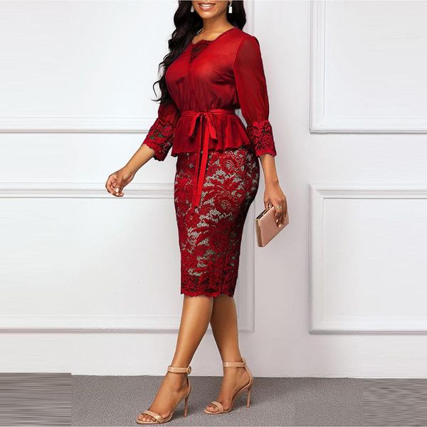 casual dresses plus size 5xl v neck slim patchwork lace office pencil dress evening party women elegant bodycon 2021, Black;gray 
casual dresses plus size 5xl v neck slim patchwork lace office pencil dress evening party women elegant bodycon 2021, Black;gray