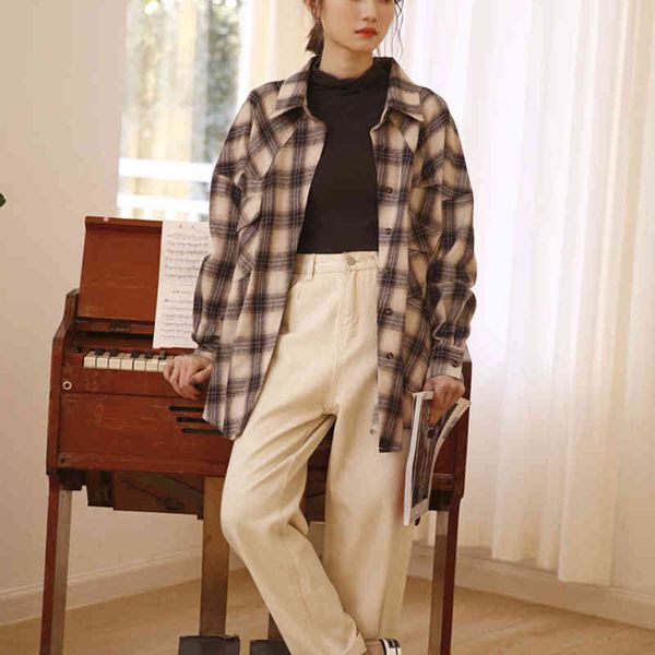 women's knits & tees plaid women shirt fashion oversize spring long sleeve ladies blouse causal loose korean female blusas chic el, White
women's knits & tees plaid women shirt fashion oversize spring long sleeve ladies blouse causal loose korean female blusas chic el, White