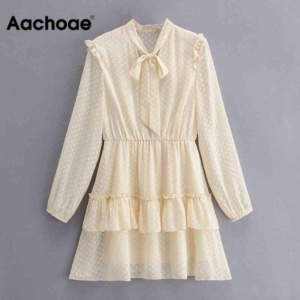 women elegant beige dot ruffles mini bow tie collar long sleeve chic dresses ladies a line party dress 210413, Black;gray
women elegant beige dot ruffles mini bow tie collar long sleeve chic dresses ladies a line party dress 210413, Black;gray