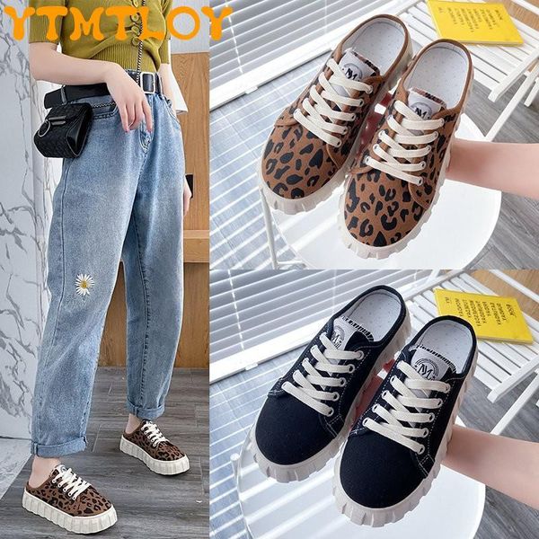 slippers leopard print baotou half women's summer dress 2021 korean casual students no heel lazy one-legged canvas shoes, Black
slippers leopard print baotou half women's summer dress 2021 korean casual students no heel lazy one-legged canvas shoes, Black