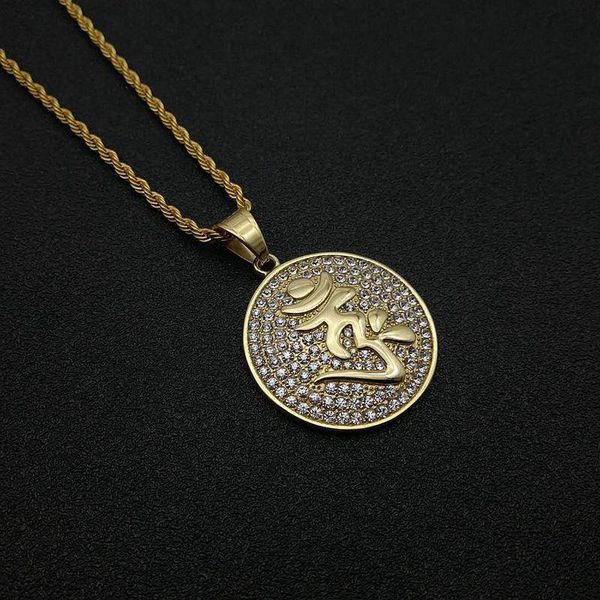 pendant necklaces hip hop iced out shurangama mantra necklace gold color stainless steel round chain for women men jewelry drop, Silver 
pendant necklaces hip hop iced out shurangama mantra necklace gold color stainless steel round chain for women men jewelry drop, Silver