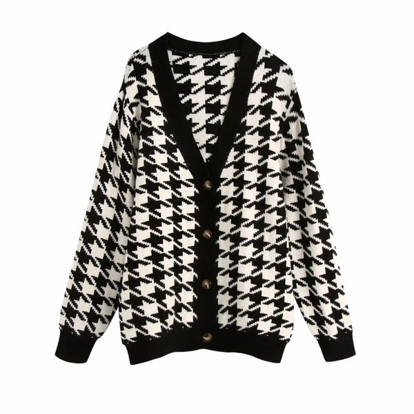 spring women houndstooth knitting sweater casual female v neck long sleeve pullover fashion lady loose sw899 210430, White;black
spring women houndstooth knitting sweater casual female v neck long sleeve pullover fashion lady loose sw899 210430, White;black