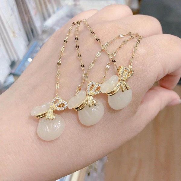 pendant necklaces titanium steel non-fading chain opal purse gourd necklace female simple temperament jewelry, Silver
pendant necklaces titanium steel non-fading chain opal purse gourd necklace female simple temperament jewelry, Silver
