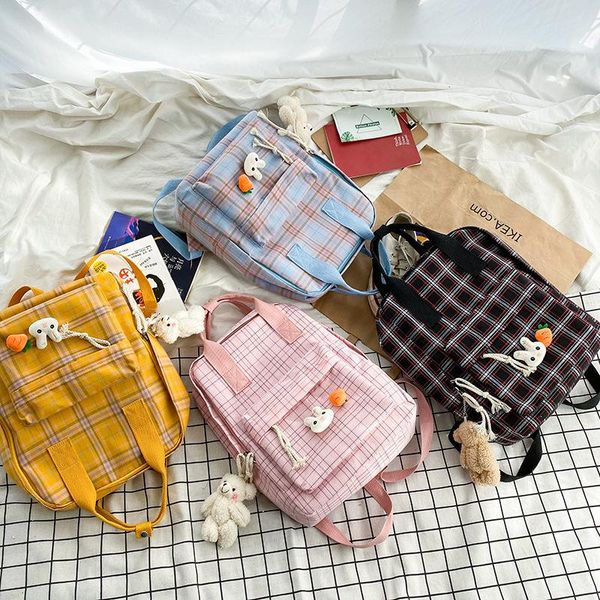 backpack college style small fresh girl portable literary canvas plaid solid color student schoolbag
backpack college style small fresh girl portable literary canvas plaid solid color student schoolbag