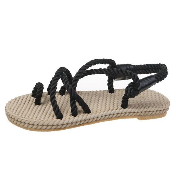 women's braided rope set foot pinch flat sandals 2021 summer simple fashion clip toe light breathable female shoes, Black
women's braided rope set foot pinch flat sandals 2021 summer simple fashion clip toe light breathable female shoes, Black