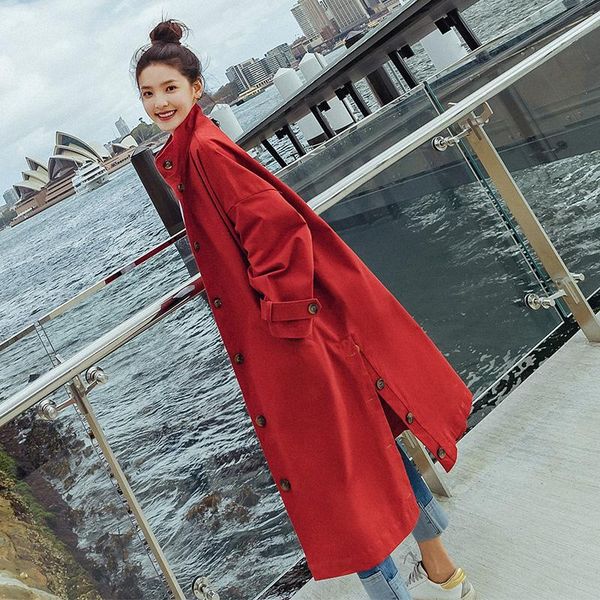 women's trench coats casual coat 2021 spring autumn good quality oversize long outerwear student chic loose windbreaker red wq01, Tan;black
women's trench coats casual coat 2021 spring autumn good quality oversize long outerwear student chic loose windbreaker red wq01, Tan;black