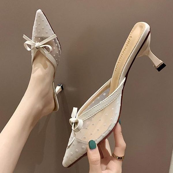 slippers women thin high heels air mesh shoes transparent cover toe flipflops bowtie polka dot slides pantufa shoe lace, Black
slippers women thin high heels air mesh shoes transparent cover toe flipflops bowtie polka dot slides pantufa shoe lace, Black