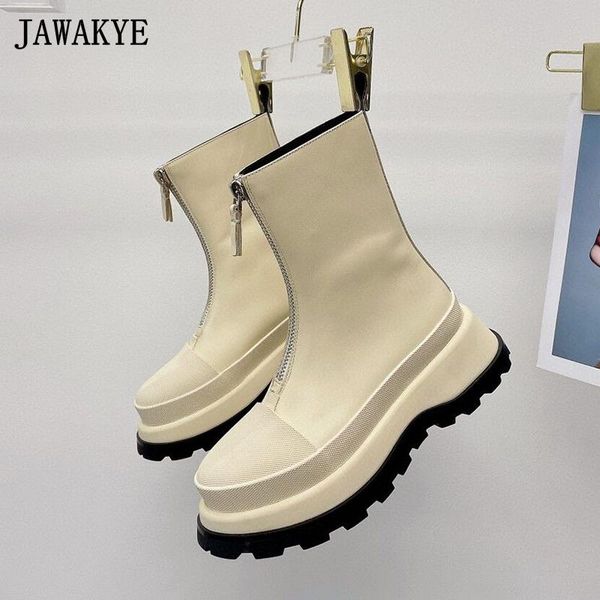 boots beige leather platform short women shoes 2021 autumn front mid zipper decor thick sole street round toe, Black
boots beige leather platform short women shoes 2021 autumn front mid zipper decor thick sole street round toe, Black